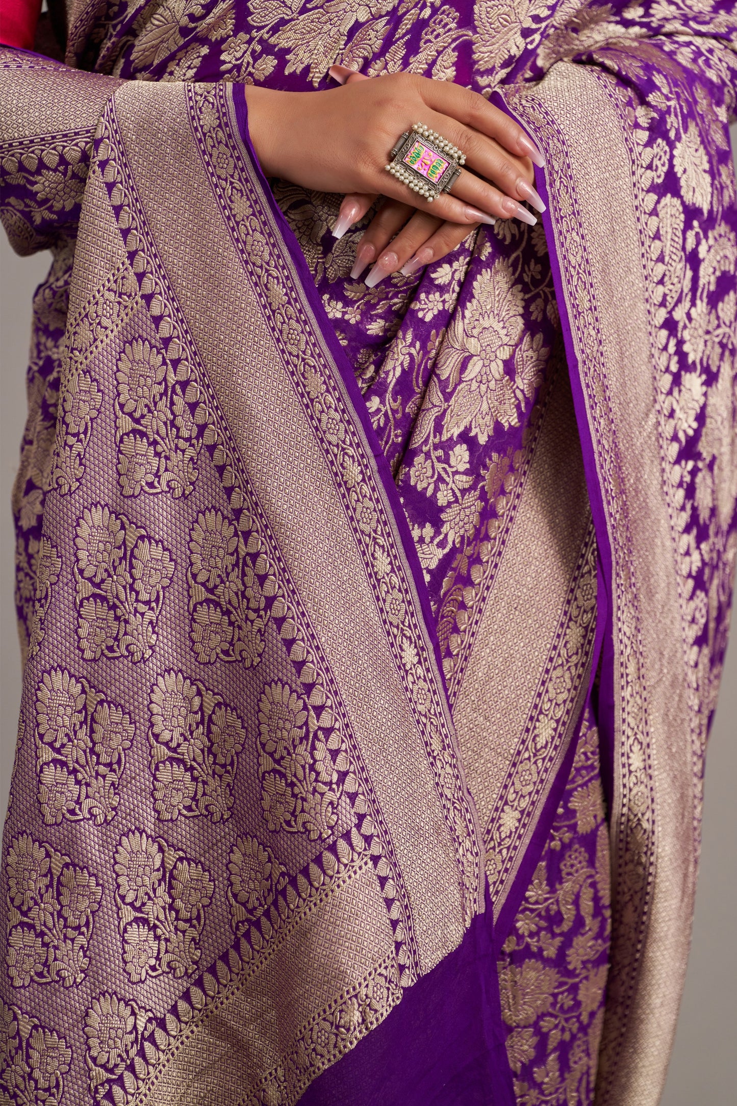 Purple Georgette Banarasi – Vinay Vastralay
