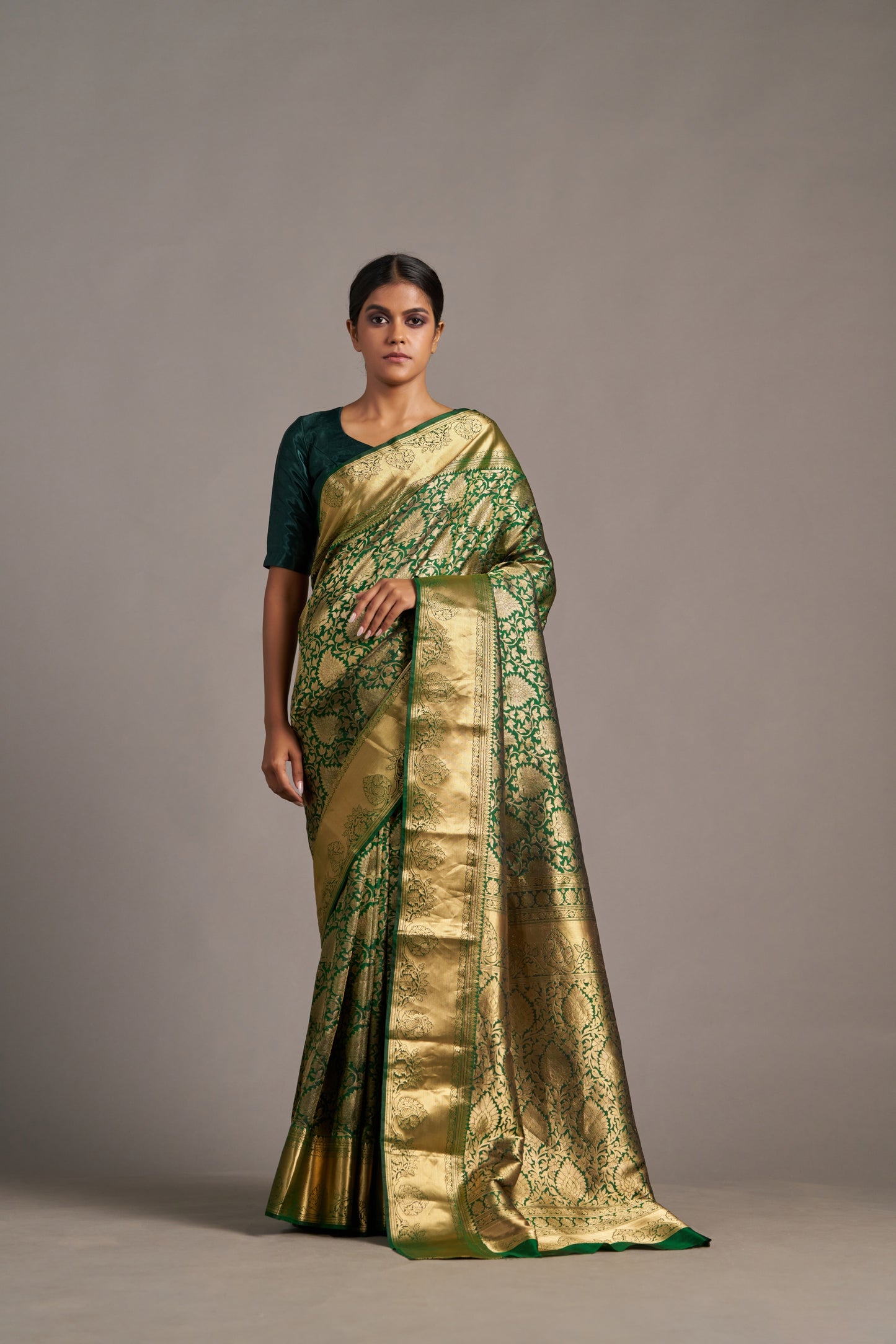 Moss Green Kanjivaram - Vinay Vastralay