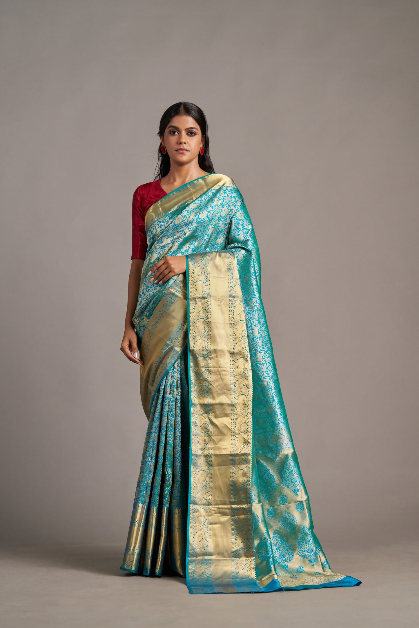 Turquoise Kanjivaram - Vinay Vastralay