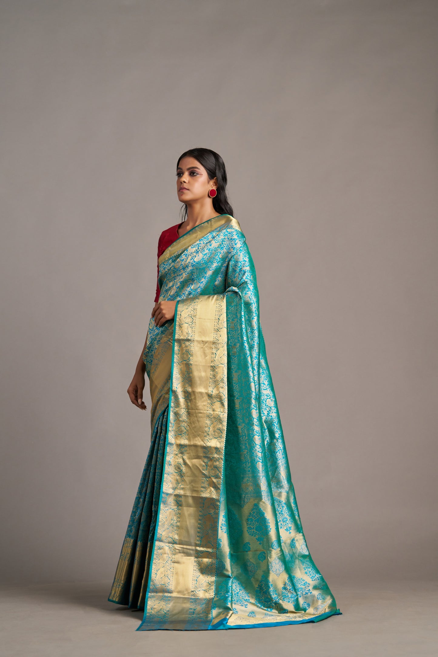 Turquoise Kanjivaram - Vinay Vastralay
