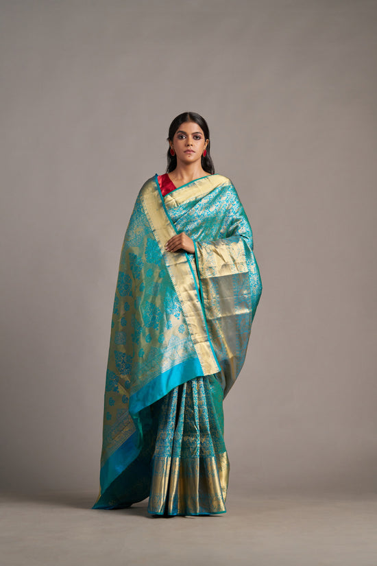 Turquoise Kanjivaram - Vinay Vastralay