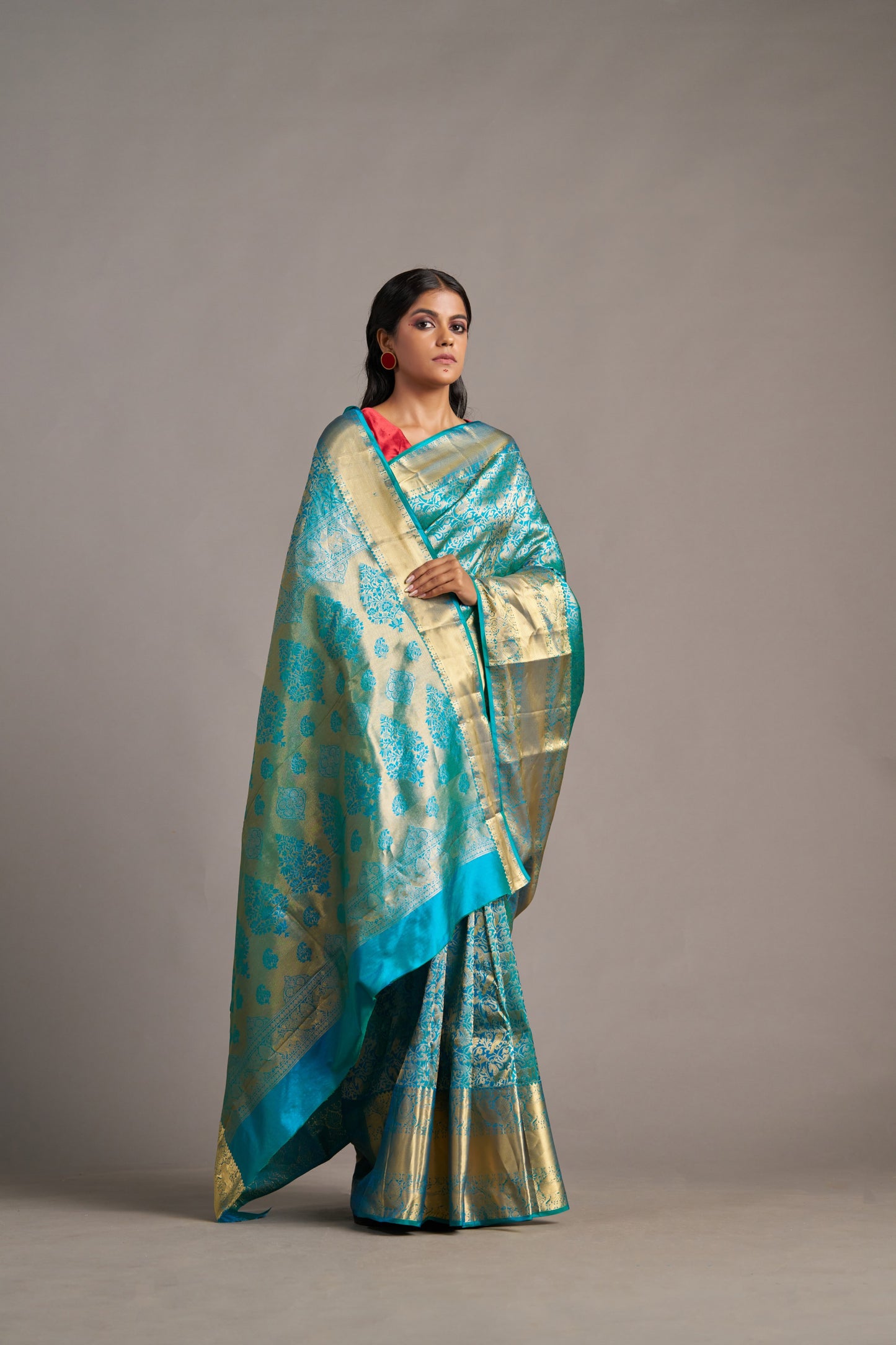 Turquoise Kanjivaram - Vinay Vastralay