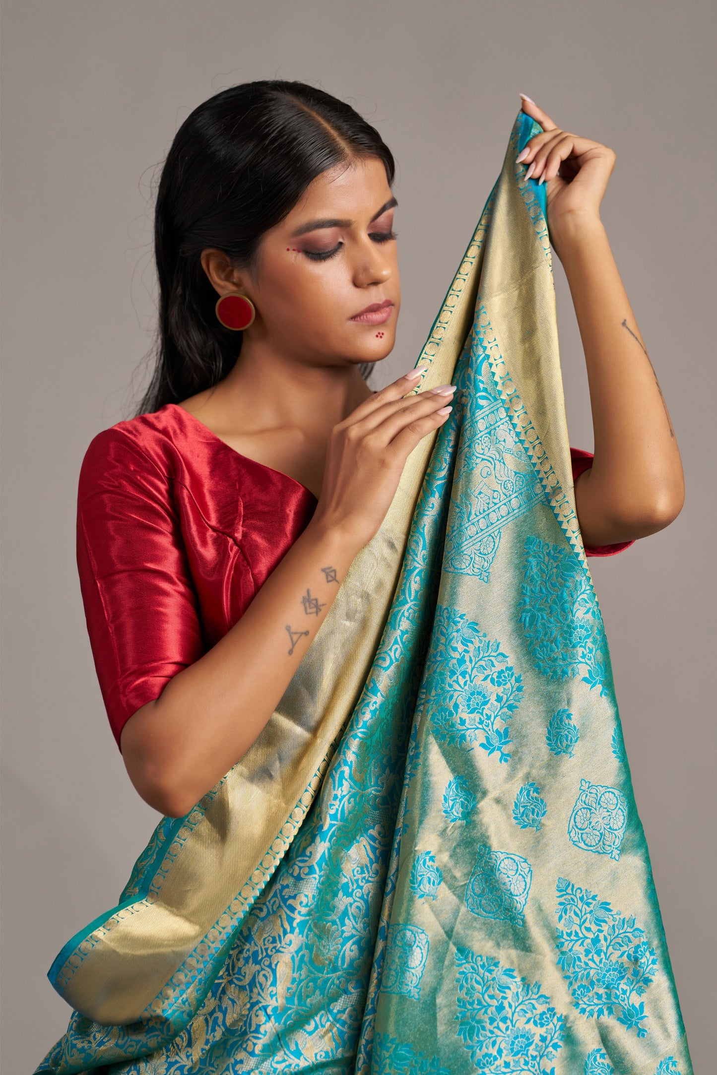 Turquoise Kanjivaram - Vinay Vastralay