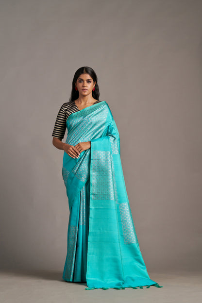 Contemporary Turquoise Kanjivaram - Vinay Vastralay