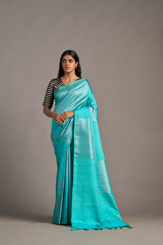 Contemporary Turquoise Kanjivaram - Vinay Vastralay