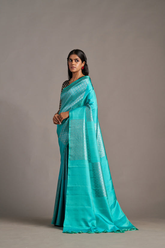 Contemporary Turquoise Kanjivaram - Vinay Vastralay