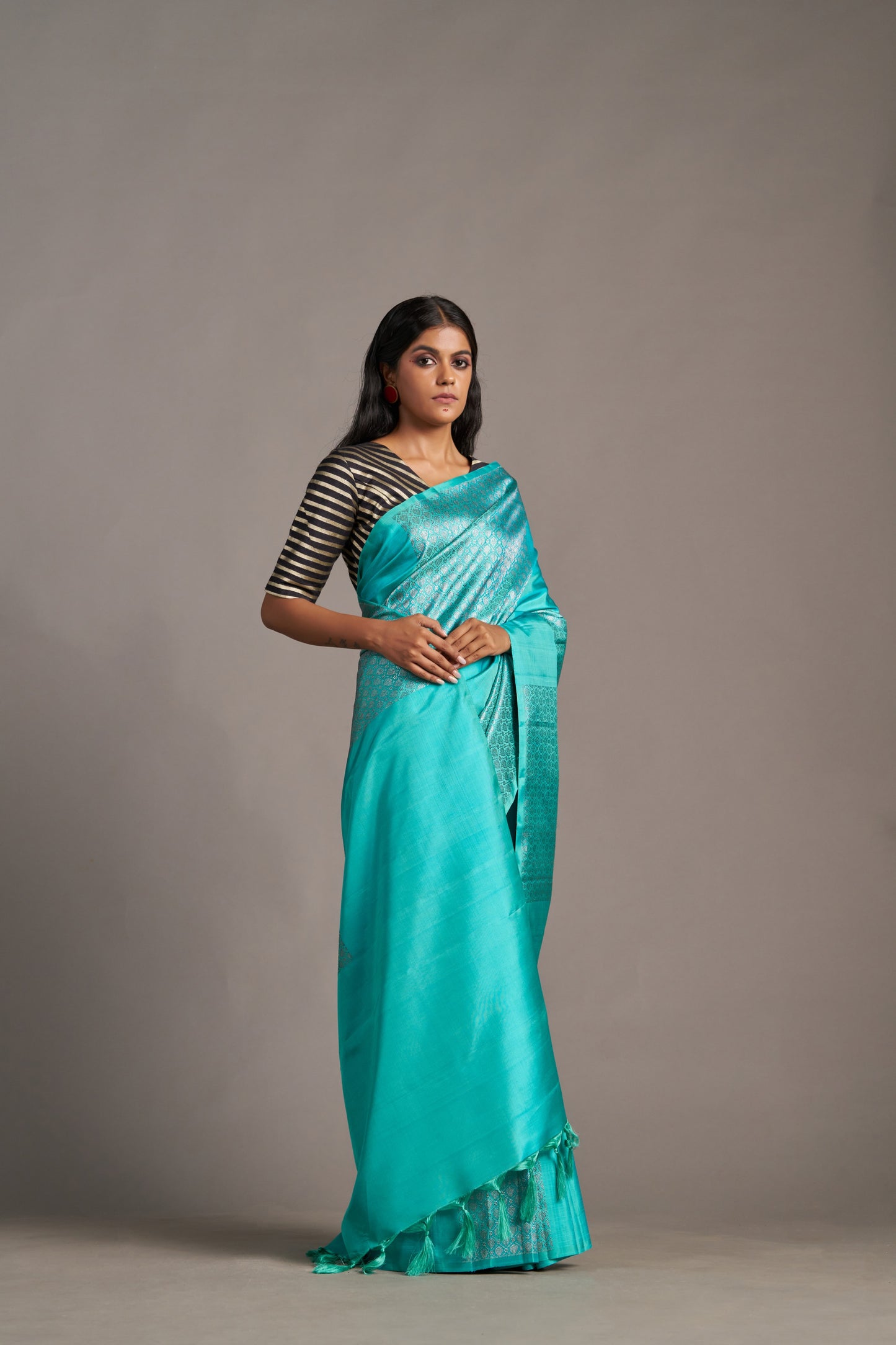Contemporary Turquoise Kanjivaram - Vinay Vastralay