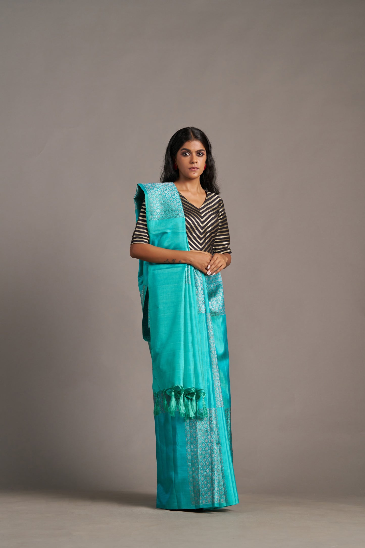 Contemporary Turquoise Kanjivaram - Vinay Vastralay