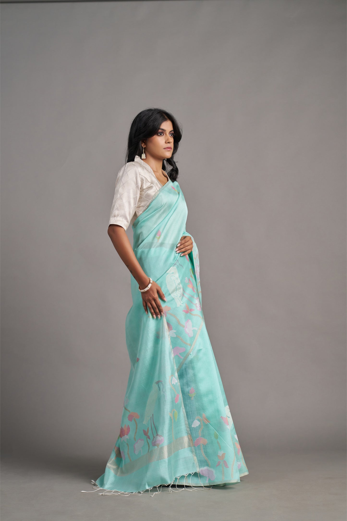 Jamdani Cool Blue – Vinay Vastralay