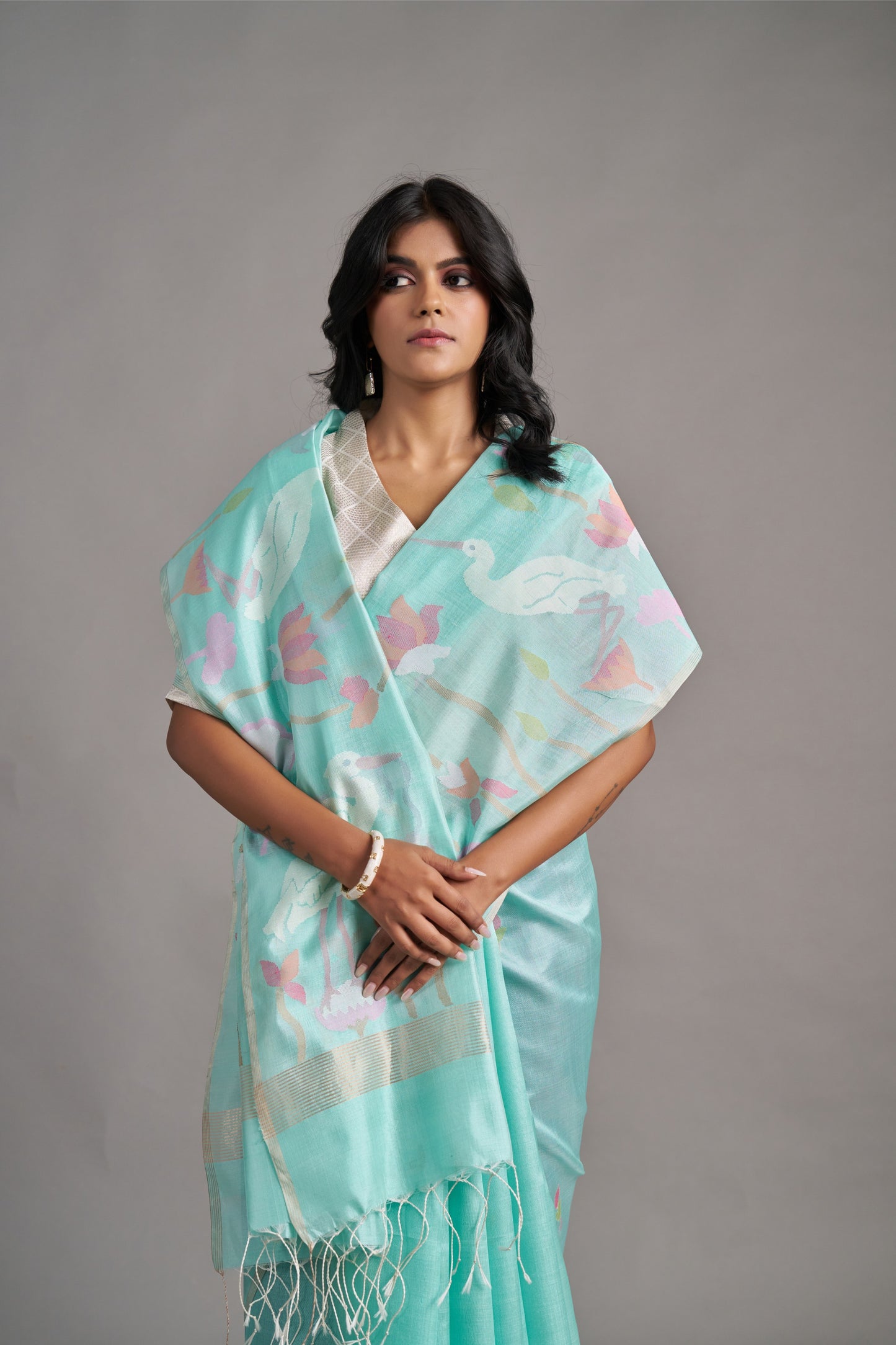 Jamdani Cool Blue – Vinay Vastralay