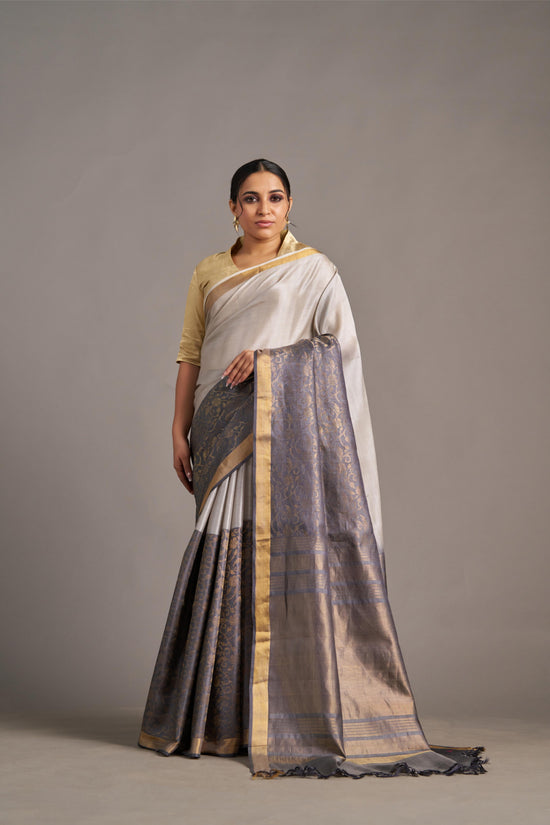 Steel Grey Tussar – Vinay Vastralay