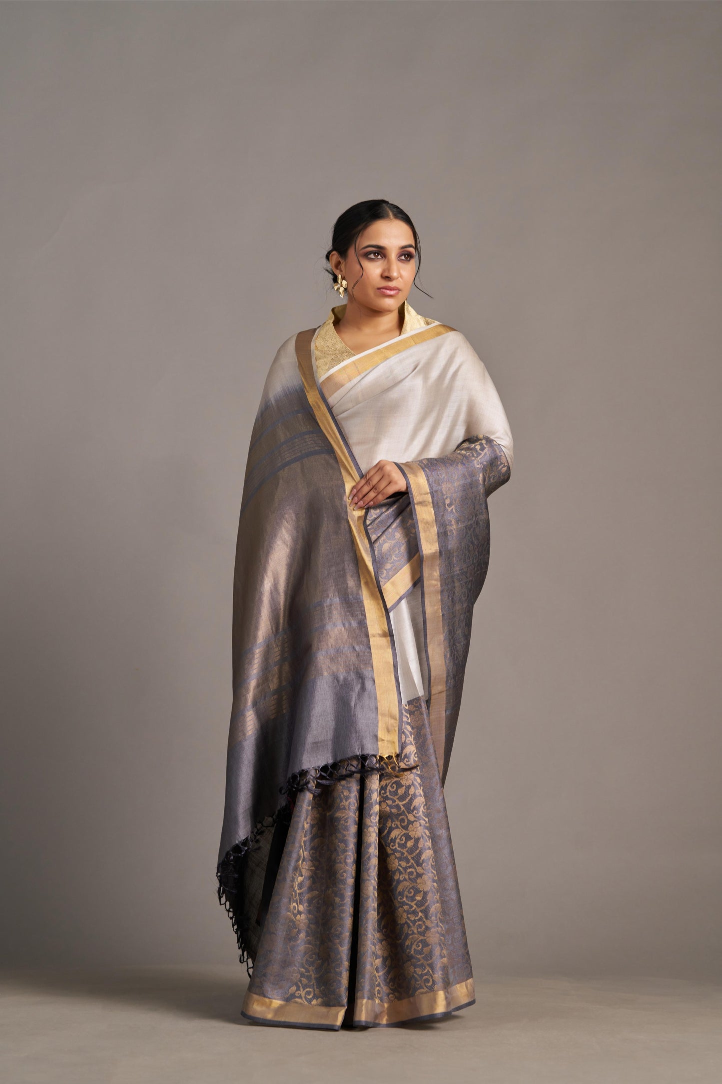 Steel Grey Tussar – Vinay Vastralay